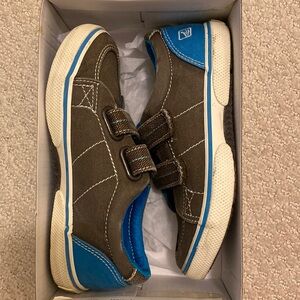 Toddler boy Size 11 Sperry’s. Brown and blue with velcro straps